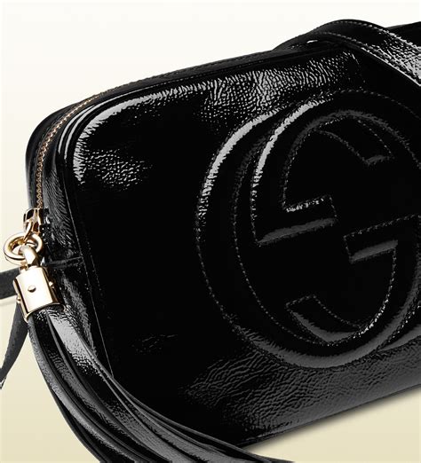 GUCCI Soft Patent Small Soho Disco Bag Black 